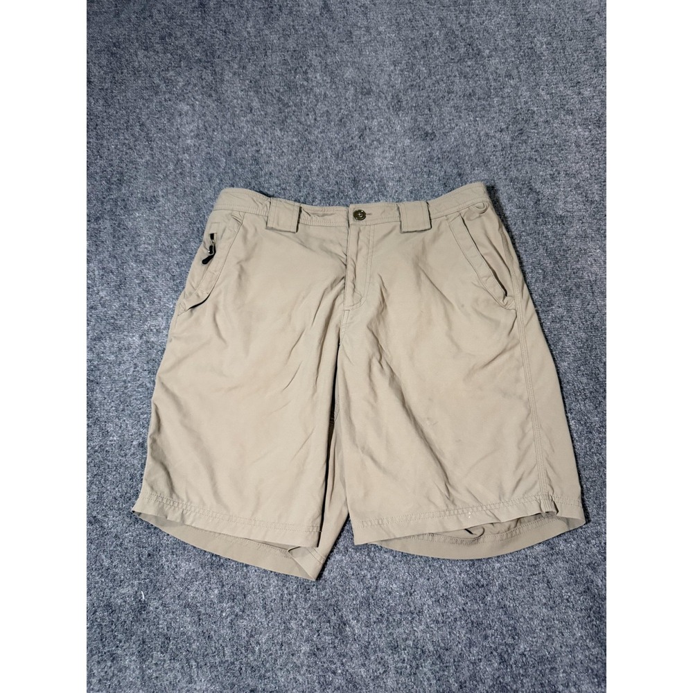 Filson Shorts Mens 36 Beige Microfiber Travel Chino 9 Inseam Elastic Waist